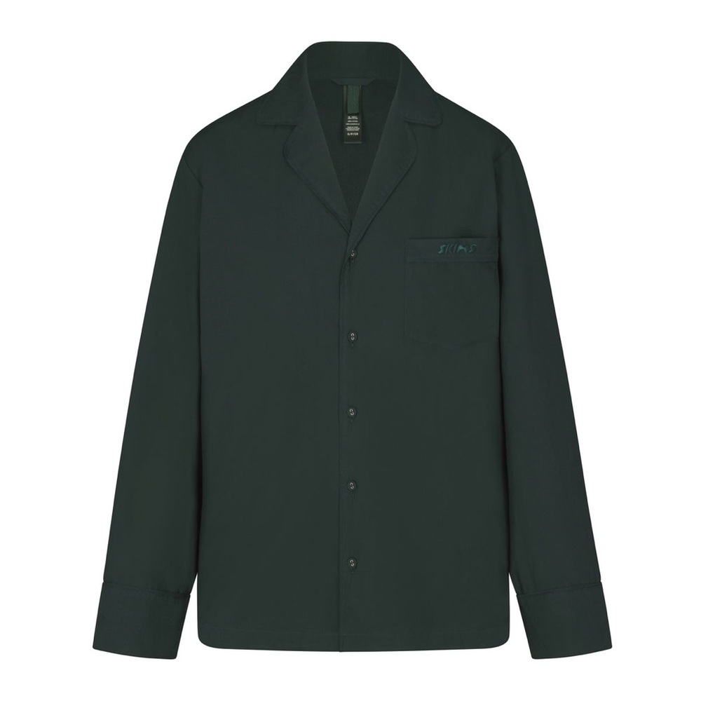 Skims Cotton Poplin Sleep Green Button Up Shirt Women's NWT Size Small
